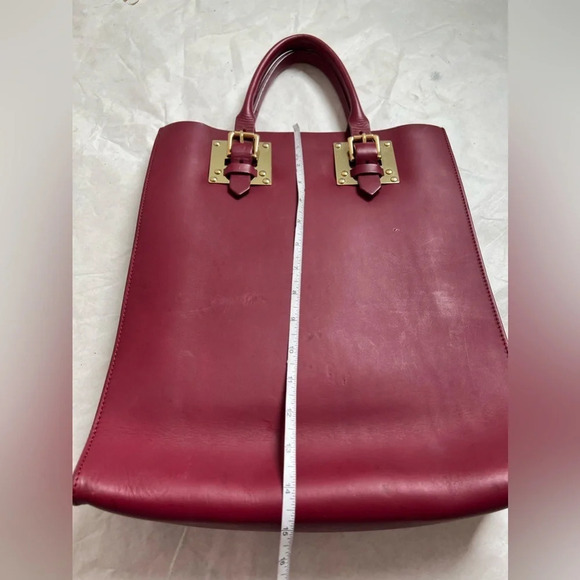 Sophie Hulme Leather tote bag Shoulder bag Burgundy Red See Description - Picture 7 of 9